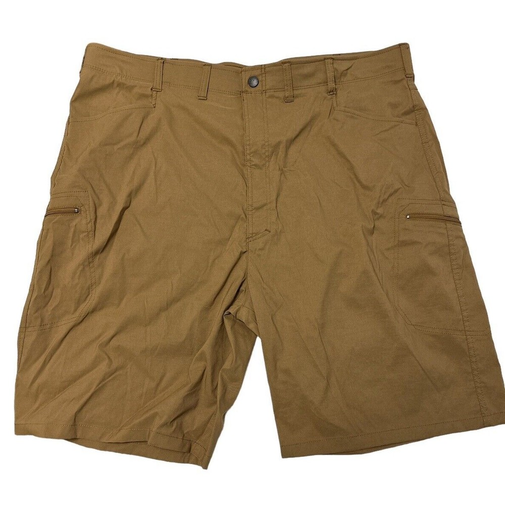 Wrangler Authentic Men’s Zip Cargo Shorts Hiking Brown‎ Flex Waist 42x10 EUC
